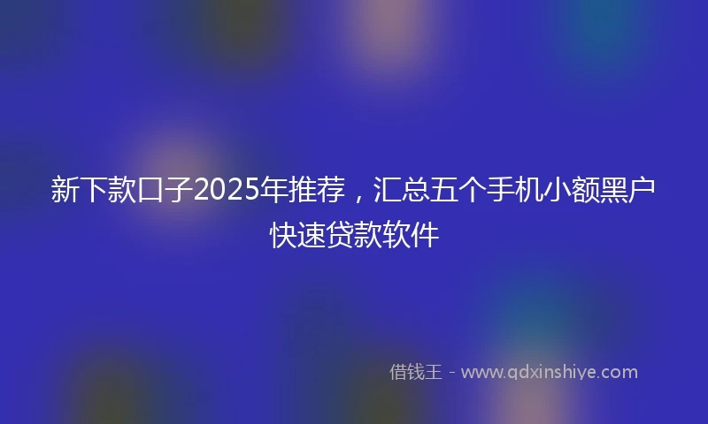新下款口子2025年推荐，汇总五个手机小额黑户快速贷款软件