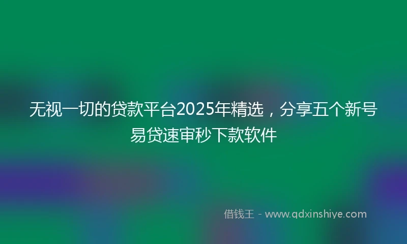 无视一切的贷款平台2025年精选，分享五个新号易贷速审秒下款软件