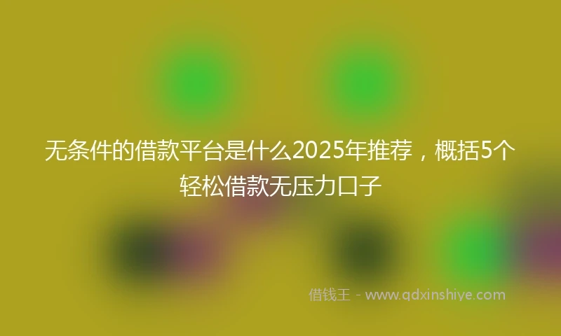 无条件的借款平台是什么2025年推荐，概括5个轻松借款无压力口子