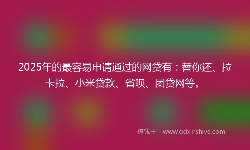 2025年的最容易申请通过的网贷有：替你还、拉卡拉、小米贷款、省呗、团贷网等。