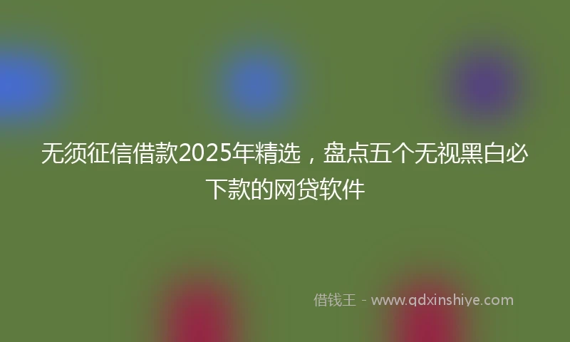 无须征信借款2025年精选，盘点五个无视黑白必下款的网贷软件