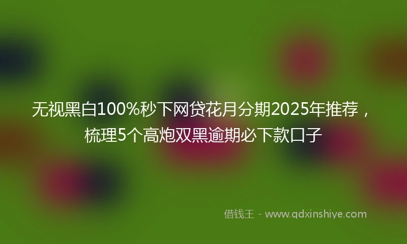 无视黑白100%秒下网贷花月分期2025年推荐，梳理5个高炮双黑逾期必下款口子
