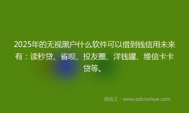 2025年的无视黑户什么软件可以借到钱信用未来有：读秒贷、省呗、投友圈、洋钱罐、维信卡卡贷等。