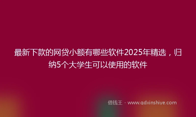 最新下款的网贷小额有哪些软件2025年精选，归纳5个大学生可以使用的软件