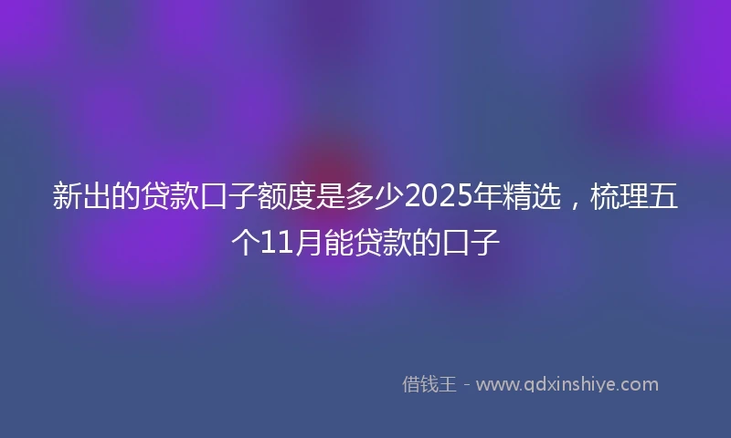 新出的贷款口子额度是多少2025年精选,梳理五个11月能贷款的口子