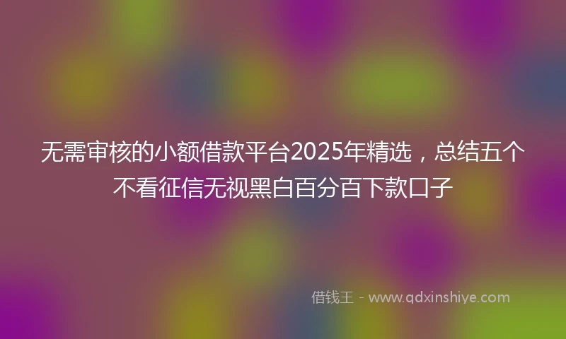 无需审核的小额借款平台2025年精选，总结五个不看征信无视黑白百分百下款口子