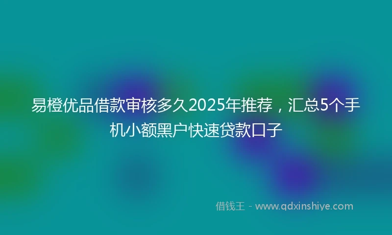 易橙优品借款审核多久2025年推荐，汇总5个手机小额黑户快速贷款口子