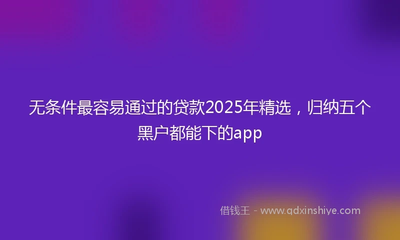 无条件最容易通过的贷款2025年精选，归纳五个黑户都能下的app