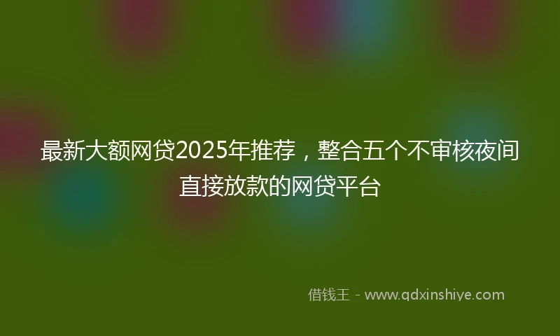 最新大额网贷2025年推荐，整合五个不审核夜间直接放款的网贷平台