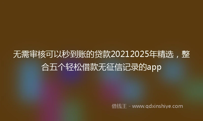无需审核可以秒到账的贷款20212025年精选，整合五个轻松借款无征信记录的app