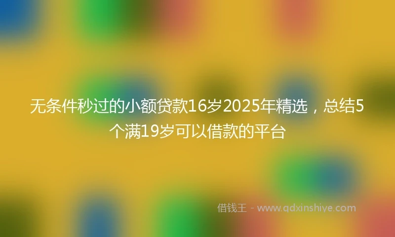 无条件秒过的小额贷款16岁2025年精选，总结5个满19岁可以借款的平台