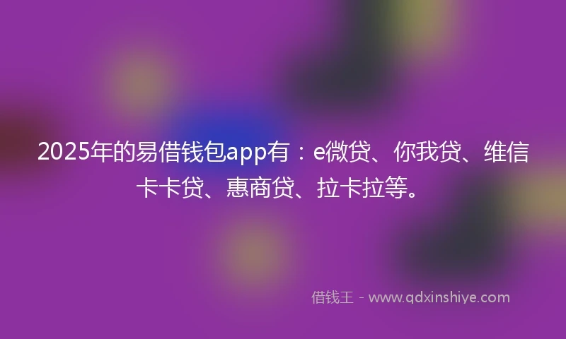 2025年的易借钱包app有：e微贷、你我贷、维信卡卡贷、惠商贷、拉卡拉等。