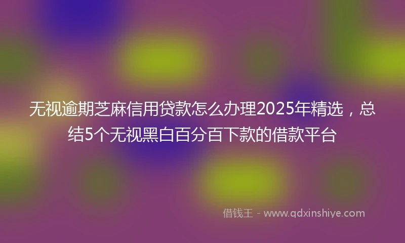 无视逾期芝麻信用贷款怎么办理2025年精选,总结5个无视黑白百分百下款的借款平台