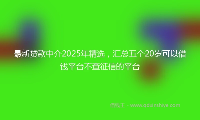 最新贷款中介2025年精选,汇总五个20岁可以借钱平台不查征信的平台