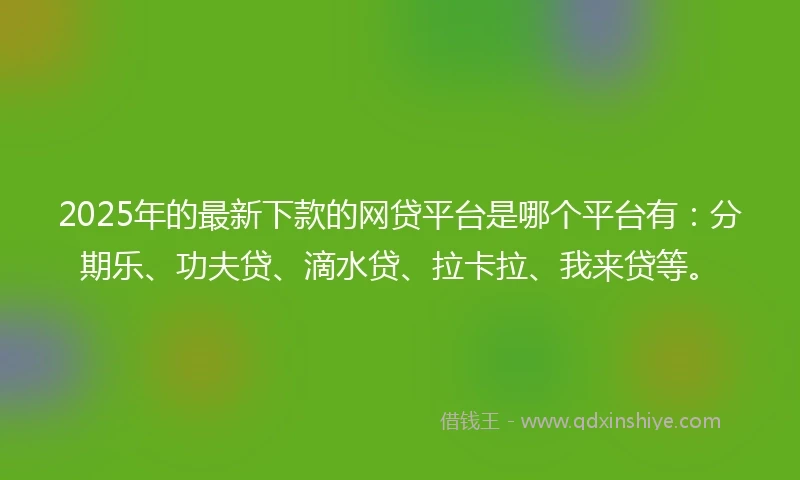 2025年的最新下款的网贷平台是哪个平台有：分期乐、功夫贷、滴水贷、拉卡拉、我来贷等。