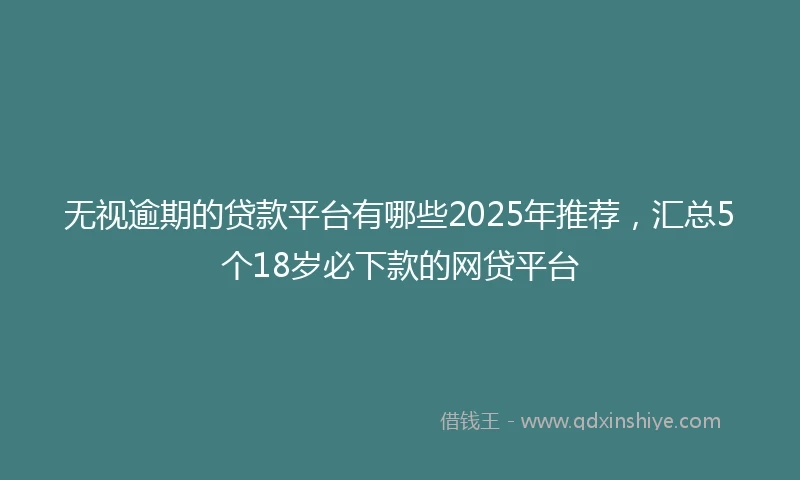 无视逾期的贷款平台有哪些2025年推荐，汇总5个18岁必下款的网贷平台