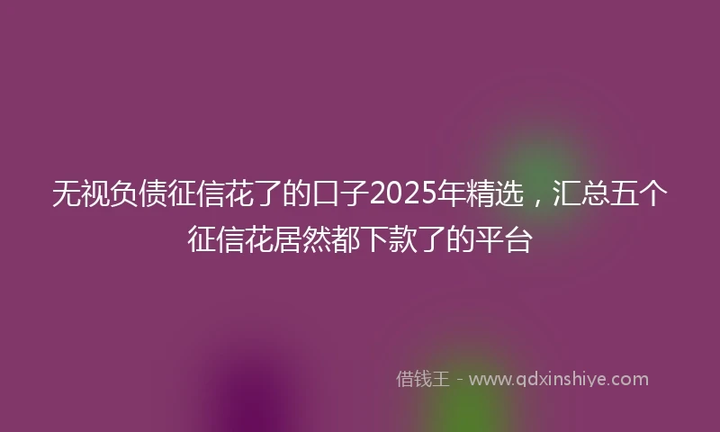 无视负债征信花了的口子2025年精选，汇总五个征信花居然都下款了的平台