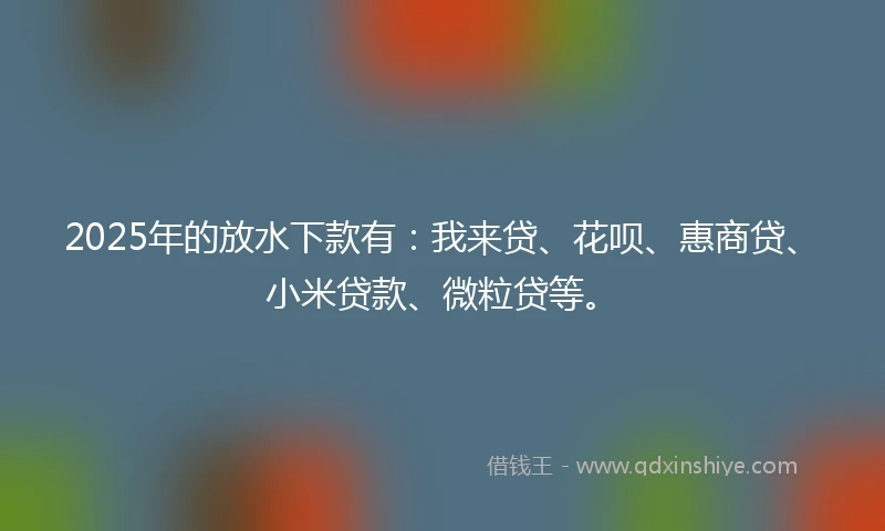 2025年的放水下款有：我来贷、花呗、惠商贷、小米贷款、微粒贷等。