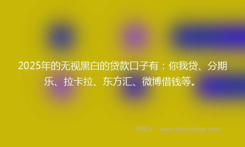 2025年的无视黑白的贷款口子有：你我贷、分期乐、拉卡拉、东方汇、微博借钱等。