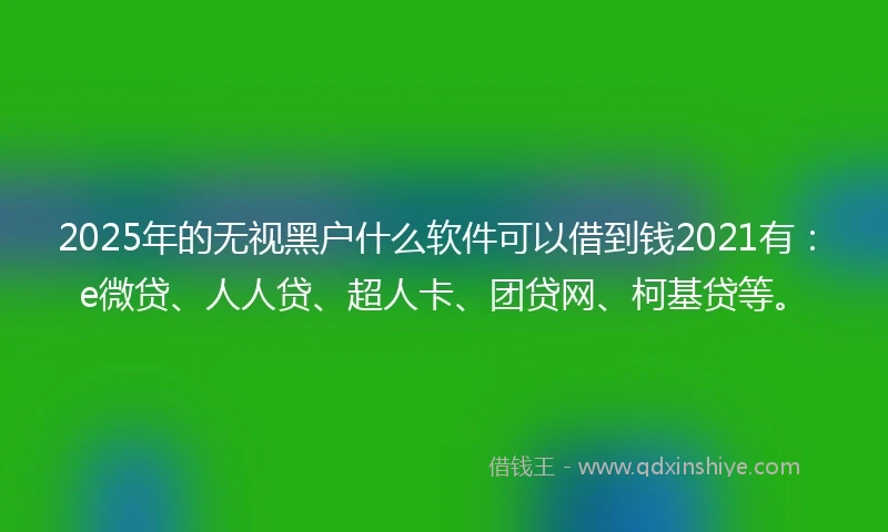 2025年的无视黑户什么软件可以借到钱2021有：e微贷、人人贷、超人卡、团贷网、柯基贷等。