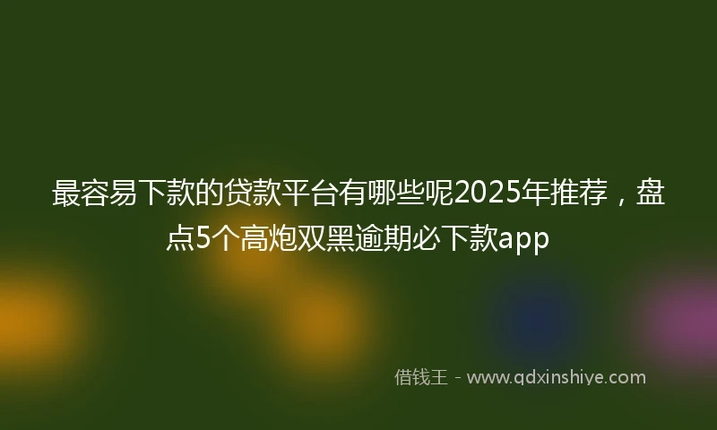 最容易下款的贷款平台有哪些呢2025年推荐,盘点5个高炮双黑逾期必下款app