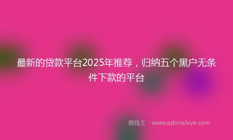 最新的贷款平台2025年推荐，归纳五个黑户无条件下款的平台