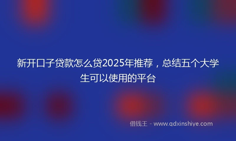 新开口子贷款怎么贷2025年推荐，总结五个大学生可以使用的平台