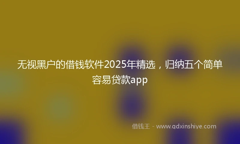 无视黑户的借钱软件2025年精选，归纳五个简单容易贷款app