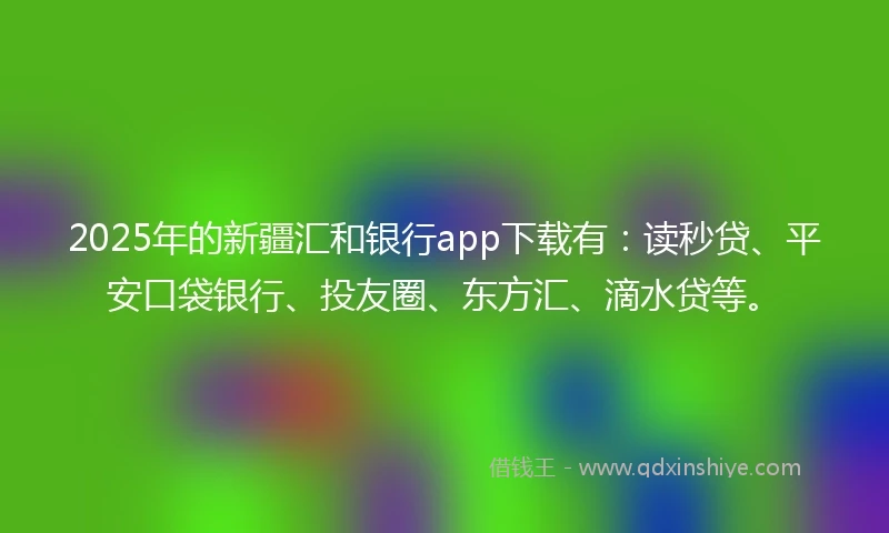 2025年的新疆汇和银行app下载有：读秒贷、平安口袋银行、投友圈、东方汇、滴水贷等。