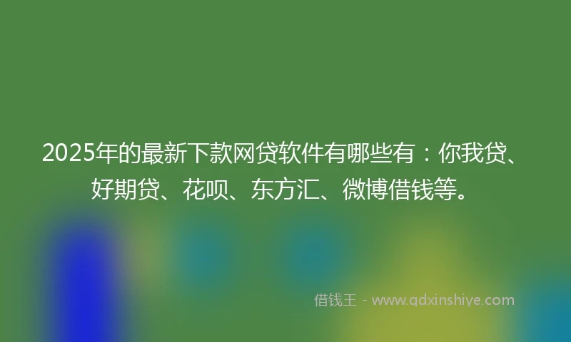 2025年的最新下款网贷软件有哪些有：你我贷、好期贷、花呗、东方汇、微博借钱等。