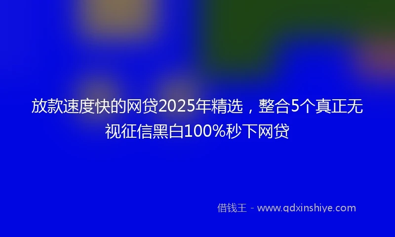 放款速度快的网贷2025年精选，整合5个真正无视征信黑白100%秒下网贷