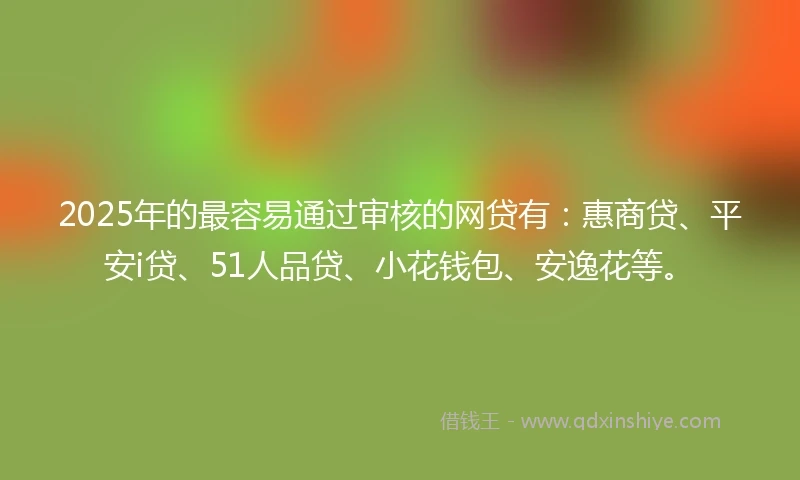 2025年的最容易通过审核的网贷有：惠商贷、平安i贷、51人品贷、小花钱包、安逸花等。