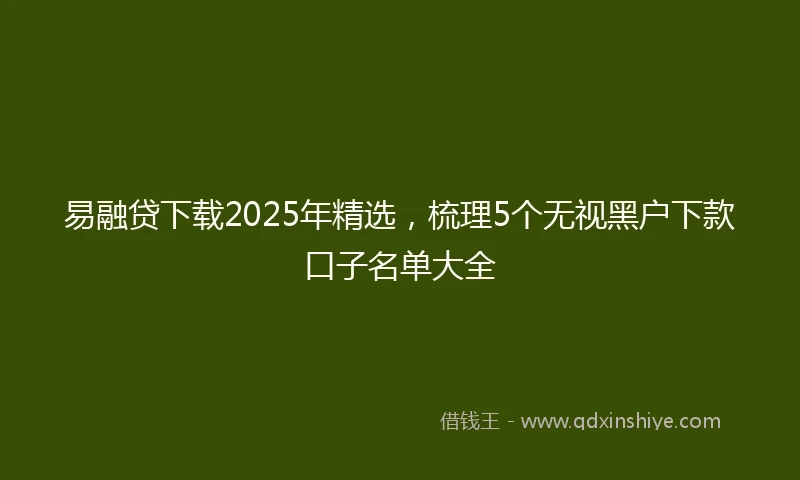 易融贷下载2025年精选，梳理5个无视黑户下款口子名单大全