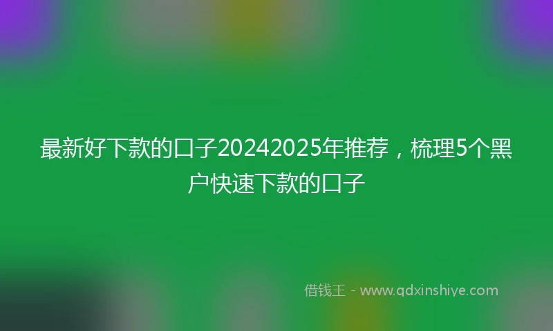 最新好下款的口子20242025年推荐，梳理5个黑户快速下款的口子
