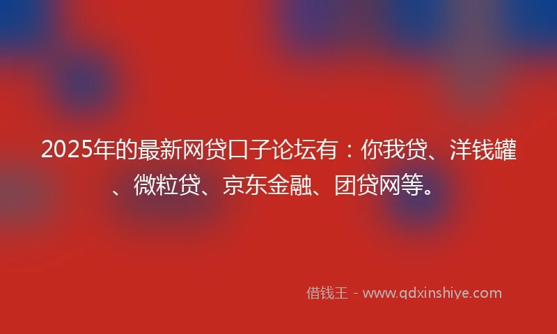 2025年的最新网贷口子论坛有：你我贷、洋钱罐、微粒贷、京东金融、团贷网等。