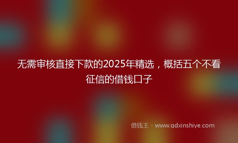 无需审核直接下款的2025年精选，概括五个不看征信的借钱口子