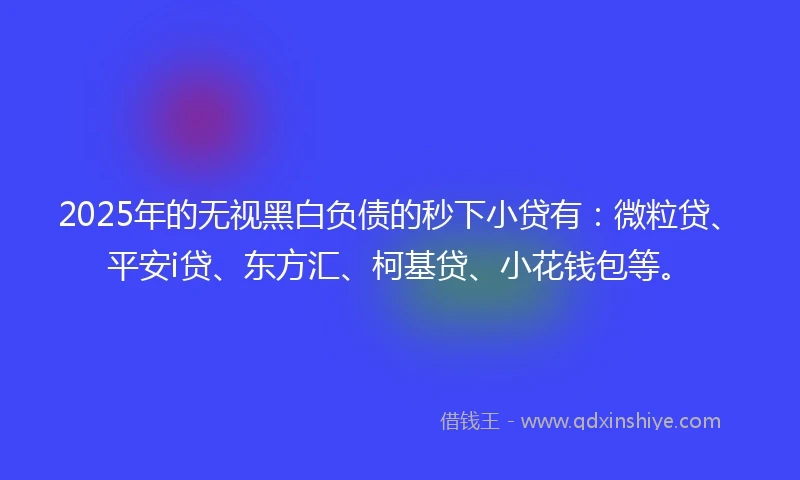 2025年的无视黑白负债的秒下小贷有:微粒贷、平安i贷、东方汇、柯基贷、小花钱包等。