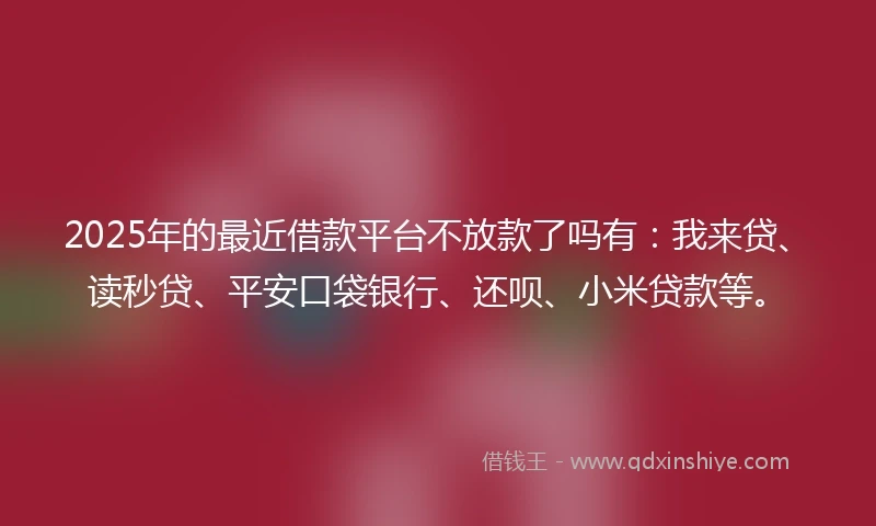 2025年的最近借款平台不放款了吗有:我来贷、读秒贷、平安口袋银行、还呗、小米贷款等。