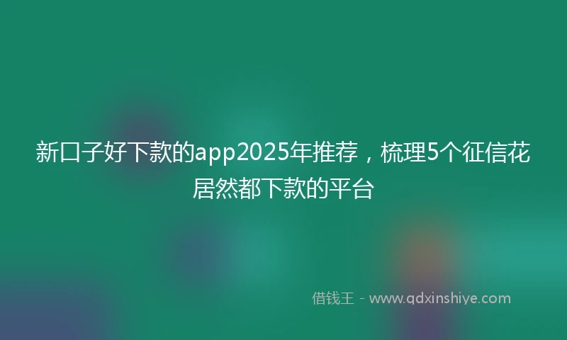 新口子好下款的app2025年推荐，梳理5个征信花居然都下款的平台