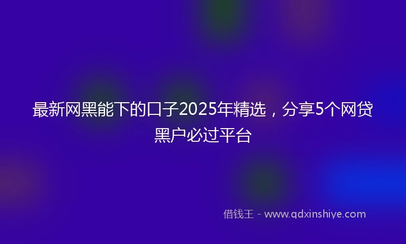 最新网黑能下的口子2025年精选，分享5个网贷黑户必过平台