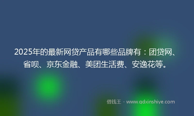 2025年的最新网贷产品有哪些品牌有：团贷网、省呗、京东金融、美团生活费、安逸花等。