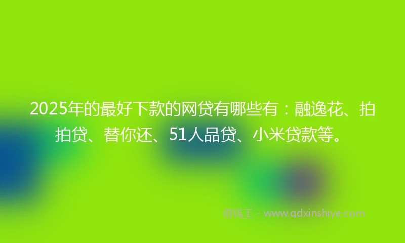 2025年的最好下款的网贷有哪些有：融逸花、拍拍贷、替你还、51人品贷、小米贷款等。