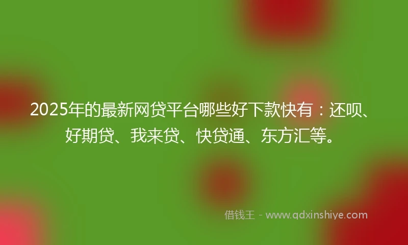 2025年的最新网贷平台哪些好下款快有：还呗、好期贷、我来贷、快贷通、东方汇等。