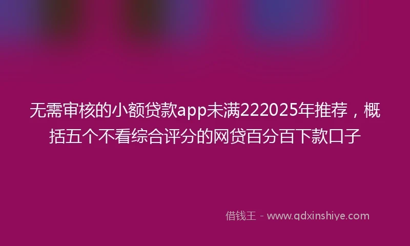 无需审核的小额贷款app未满222025年推荐，概括五个不看综合评分的网贷百分百下款口子