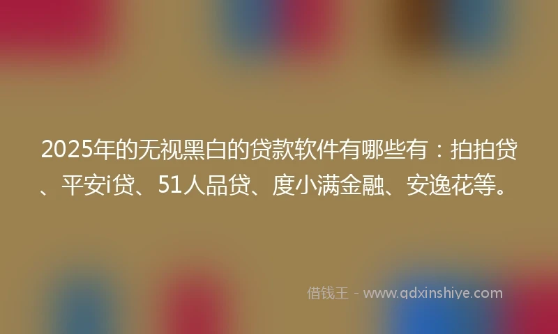 2025年的无视黑白的贷款软件有哪些有：拍拍贷、平安i贷、51人品贷、度小满金融、安逸花等。