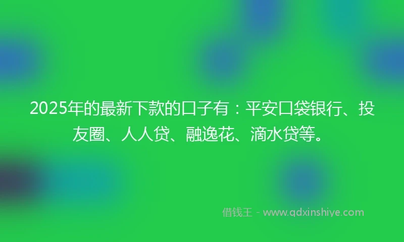 2025年的最新下款的口子有：平安口袋银行、投友圈、人人贷、融逸花、滴水贷等。