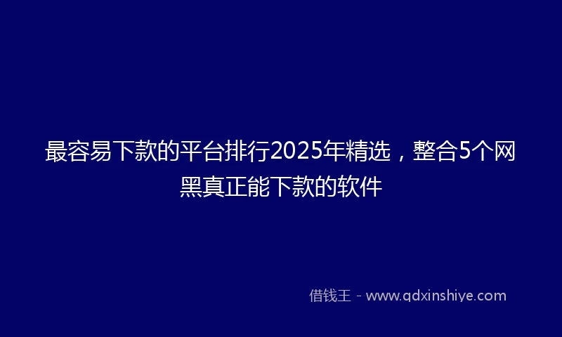 最容易下款的平台排行2025年精选，整合5个网黑真正能下款的软件