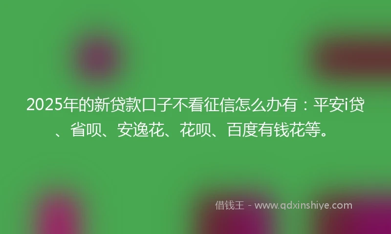 2025年的新贷款口子不看征信怎么办有：平安i贷、省呗、安逸花、花呗、百度有钱花等。