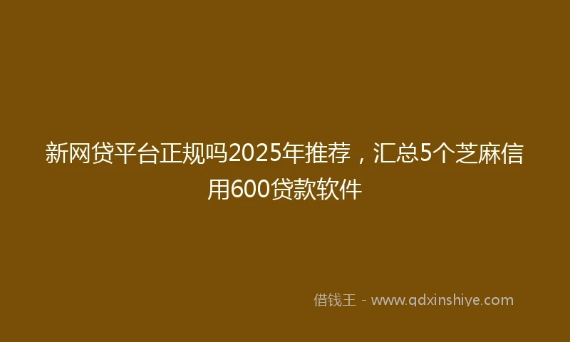 新网贷平台正规吗2025年推荐，汇总5个芝麻信用600贷款软件