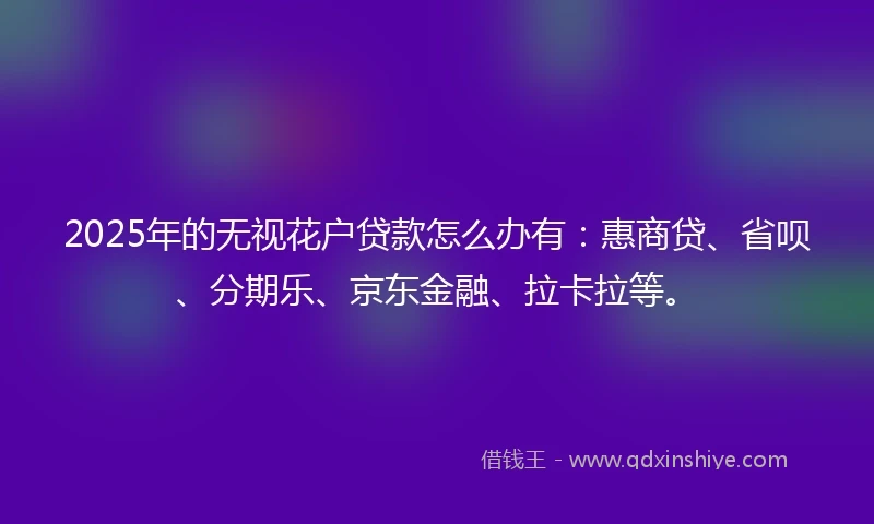 2025年的无视花户贷款怎么办有:惠商贷、省呗、分期乐、京东金融、拉卡拉等。